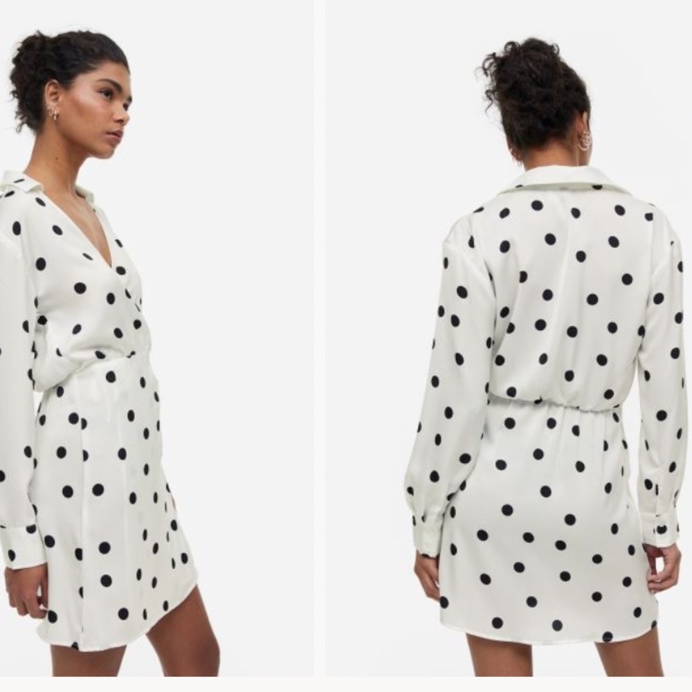 H & M, Satin Wrap Shirt Dress